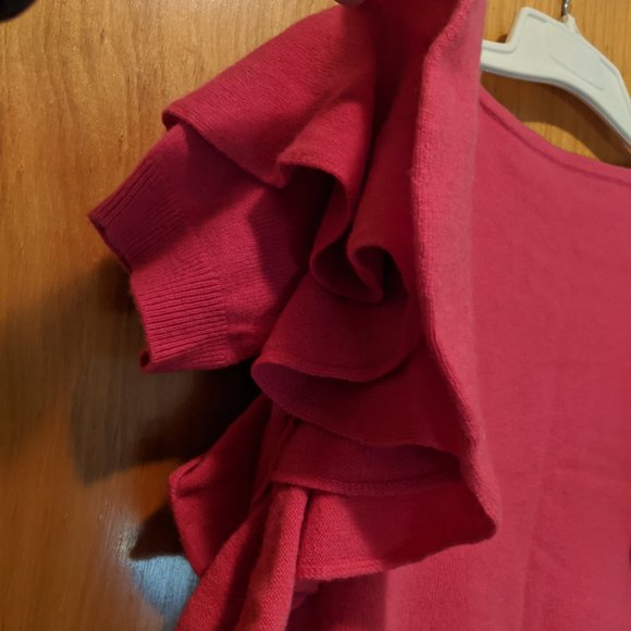NWT Saks Fifth Ave Ruffle Sleeve Cashmere Sweater - Picture 2 of 6